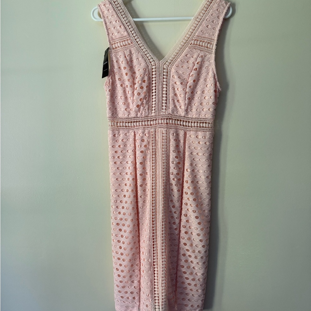 bebe Blush Pink Textured Midi Dress